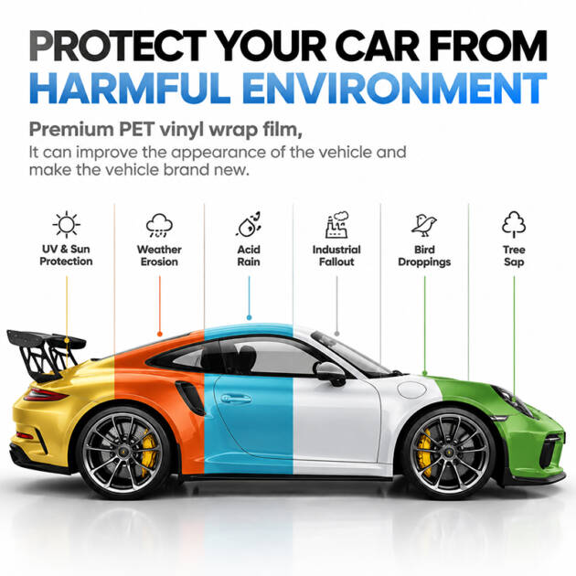 PET Colour Changing Car Wrap Film, Stable Color, No Orange Peel
